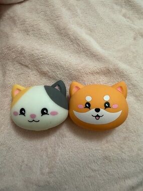 Squishy Cat & Fox Sensory Toys - Orange and White/Grey